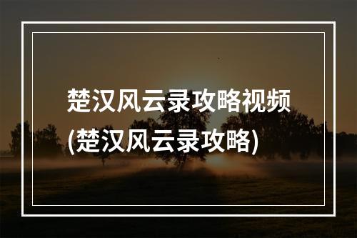 楚汉风云录攻略视频(楚汉风云录攻略)