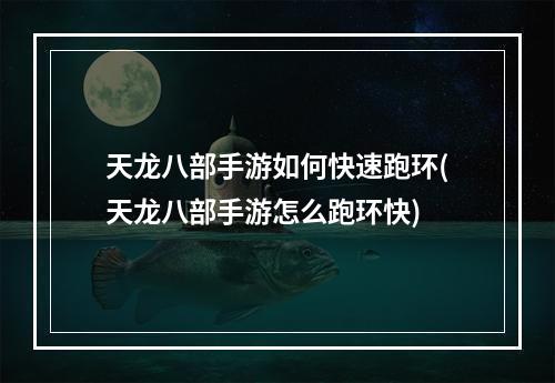 天龙八部手游如何快速跑环(天龙八部手游怎么跑环快)