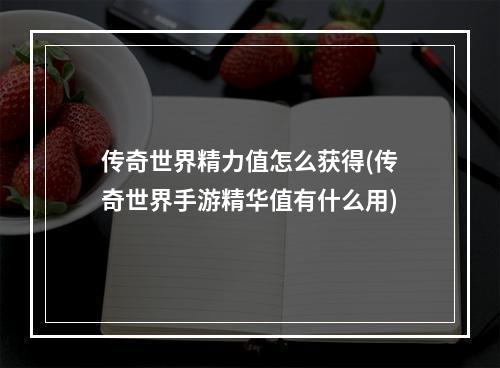 传奇世界精力值怎么获得(传奇世界手游精华值有什么用)