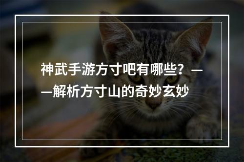 神武手游方寸吧有哪些？——解析方寸山的奇妙玄妙