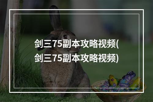 剑三75副本攻略视频(剑三75副本攻略视频)