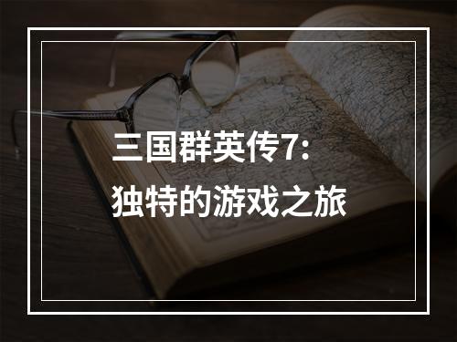 三国群英传7: 独特的游戏之旅