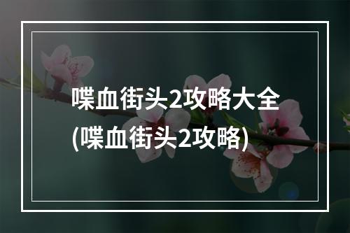 喋血街头2攻略大全(喋血街头2攻略)