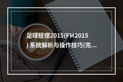 足球经理2015(FM2015) 系统解析与操作技巧(完全指南)