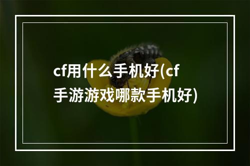 cf用什么手机好(cf手游游戏哪款手机好)