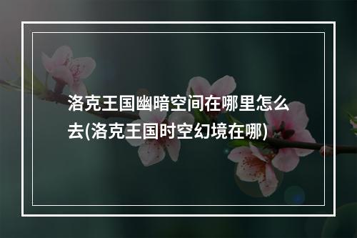 洛克王国幽暗空间在哪里怎么去(洛克王国时空幻境在哪)