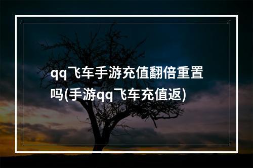 qq飞车手游充值翻倍重置吗(手游qq飞车充值返)