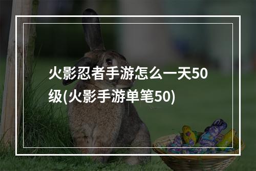 火影忍者手游怎么一天50级(火影手游单笔50)