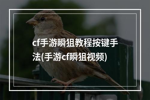 cf手游瞬狙教程按键手法(手游cf瞬狙视频)