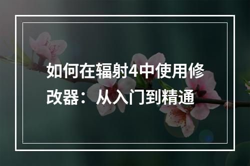 如何在辐射4中使用修改器：从入门到精通