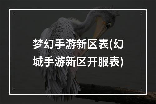 梦幻手游新区表(幻城手游新区开服表)