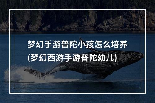 梦幻手游普陀小孩怎么培养(梦幻西游手游普陀幼儿)