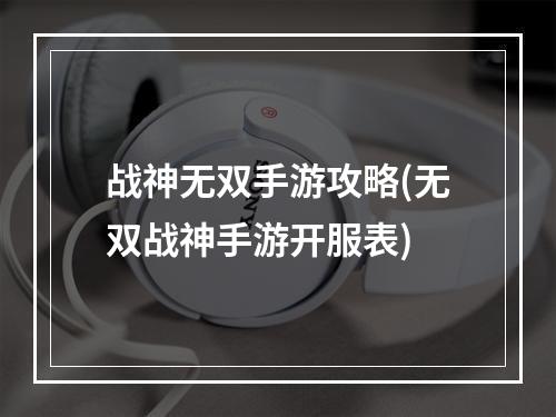 战神无双手游攻略(无双战神手游开服表)