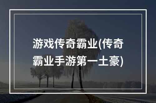 游戏传奇霸业(传奇霸业手游第一土豪)