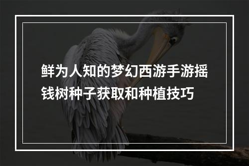 鲜为人知的梦幻西游手游摇钱树种子获取和种植技巧