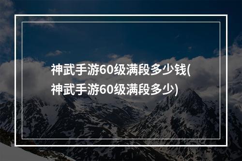 神武手游60级满段多少钱(神武手游60级满段多少)