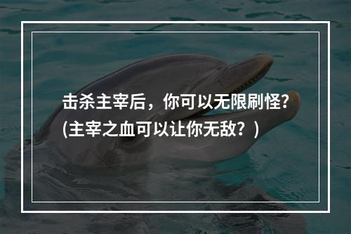 击杀主宰后，你可以无限刷怪？(主宰之血可以让你无敌？)