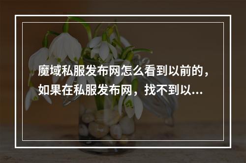 魔域私服发布网怎么看到以前的，如果在私服发布网，找不到以前的网站，是不是就没有那个网站了？(网通魔域私服发布网)