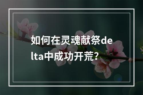 如何在灵魂献祭delta中成功开荒？