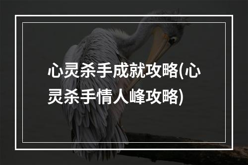 心灵杀手成就攻略(心灵杀手情人峰攻略)