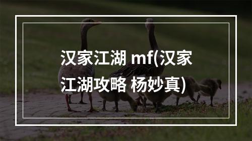 汉家江湖 mf(汉家江湖攻略 杨妙真)