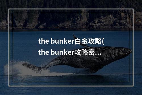 the bunker白金攻略(the bunker攻略密码)