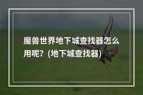 魔兽世界地下城查找器怎么用呢？(地下城查找器)