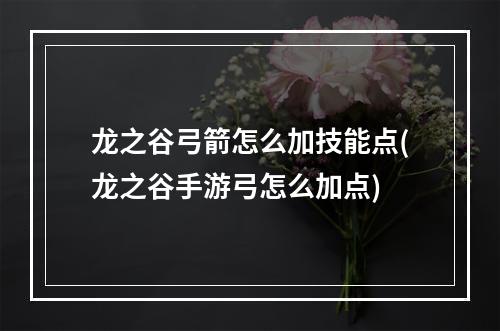 龙之谷弓箭怎么加技能点(龙之谷手游弓怎么加点)