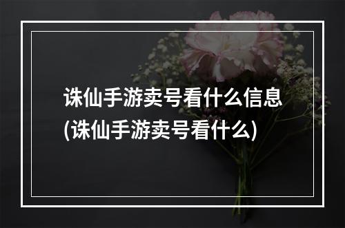 诛仙手游卖号看什么信息(诛仙手游卖号看什么)