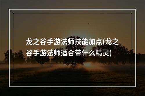 龙之谷手游法师技能加点(龙之谷手游法师适合带什么精灵)