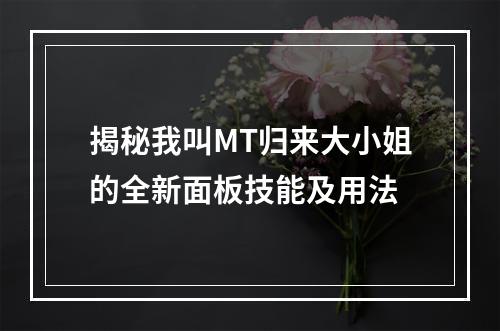 揭秘我叫MT归来大小姐的全新面板技能及用法