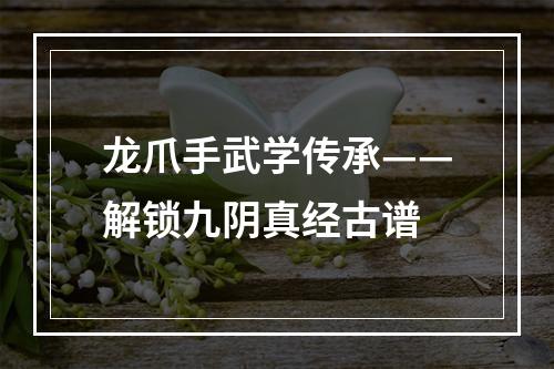 龙爪手武学传承——解锁九阴真经古谱