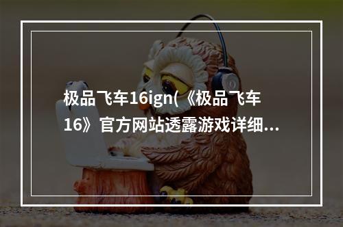 极品飞车16ign(《极品飞车16》官方网站透露游戏详细剧情)