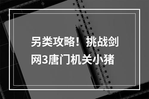 另类攻略！挑战剑网3唐门机关小猪