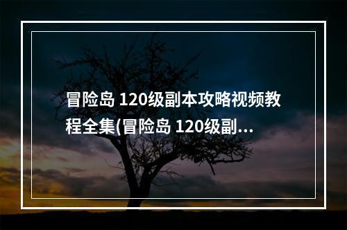 冒险岛 120级副本攻略视频教程全集(冒险岛 120级副本攻略视频教程)