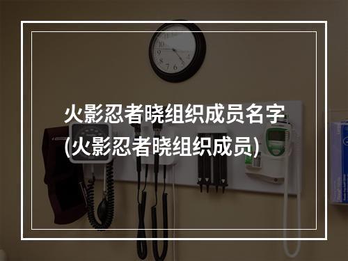 火影忍者晓组织成员名字(火影忍者晓组织成员)