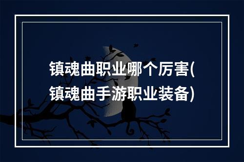 镇魂曲职业哪个厉害(镇魂曲手游职业装备)