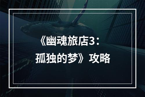 《幽魂旅店3：孤独的梦》攻略