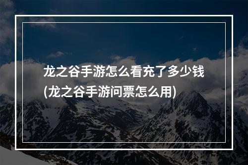 龙之谷手游怎么看充了多少钱(龙之谷手游问票怎么用)