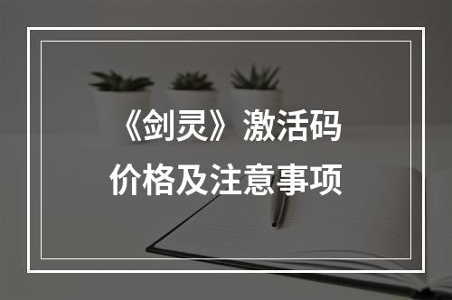 《剑灵》激活码价格及注意事项