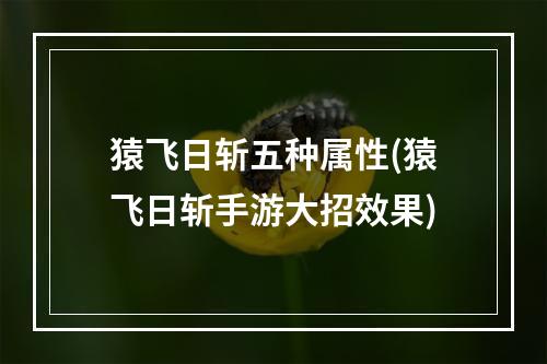 猿飞日斩五种属性(猿飞日斩手游大招效果)