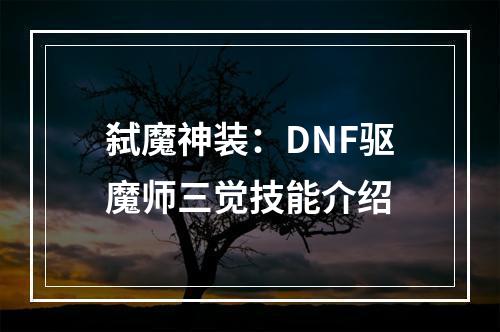 弑魔神装：DNF驱魔师三觉技能介绍