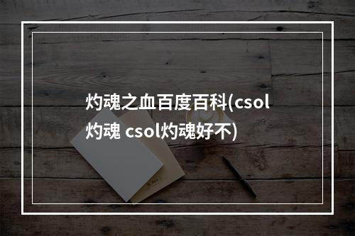 灼魂之血百度百科(csol灼魂 csol灼魂好不)