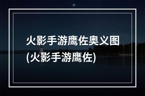 火影手游鹰佐奥义图(火影手游鹰佐)