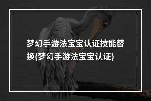 梦幻手游法宝宝认证技能替换(梦幻手游法宝宝认证)