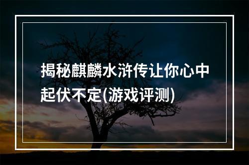 揭秘麒麟水浒传让你心中起伏不定(游戏评测)