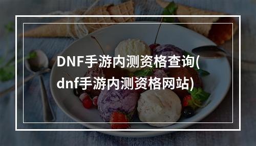 DNF手游内测资格查询(dnf手游内测资格网站)