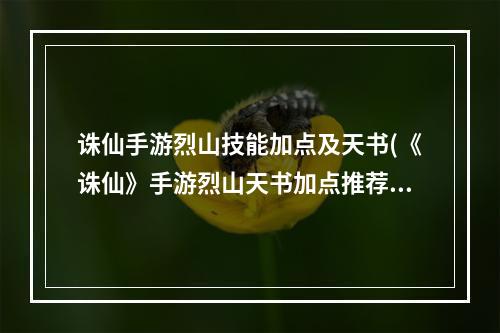 诛仙手游烈山技能加点及天书(《诛仙》手游烈山天书加点推荐 诛仙手游 )