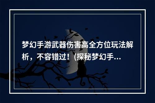 梦幻手游武器伤害高全方位玩法解析，不容错过！(探秘梦幻手游法术防御加成策略，打造最强角色！)