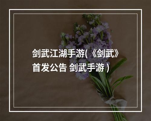 剑武江湖手游(《剑武》首发公告 剑武手游 )